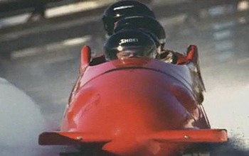 Close up of athletes in a bobsled