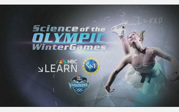Text: Science of the Olympic Winter Games, NBC Learn; images: skater and NSF, NBC, Olympics logos.