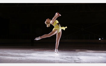 Photo of Olympic hopeful Rachael Flatt spinning on her skates.