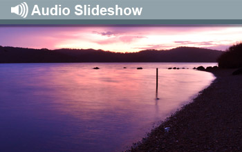 Photo of Tomales Bay and the words Audio Slideshow.