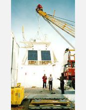 a balloon-borne experiment hoisted by a crane