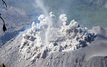 Detail of pyroclastic-laden explosive eruptions from Santiaguito's Caliente dome