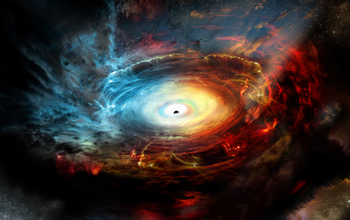 Artist's impression of heart of galaxy NGC 1068, which harbors an actively feeding, supermassive black hole