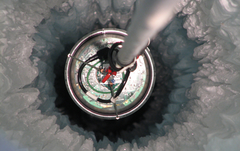 DOM being lowered into Antarctic ice