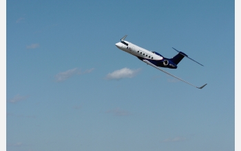 HIAPER departing Savannah Airport on a certification flight in March, 2005.