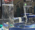 Photo shows the new oxygen catalyst in action in Dan Nocera's laboratory at MIT.