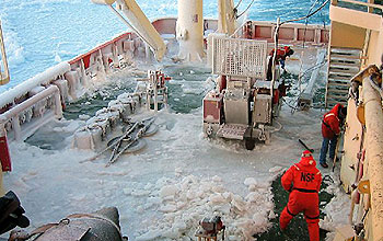 View from the deck of the research vessel.