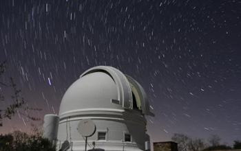 Photo of Palomar Observatory's 48-inch Samuel Oschin Telescope at Caltech.