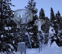 Snow gauges, operated by the National Center for Atmospheric Research, measure how much snow falls.