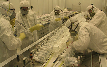 Photo of Princeton Physics Department in a clean room.