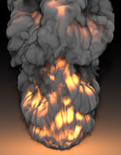 A still photo of fire, one of Fedkiw's simulations.