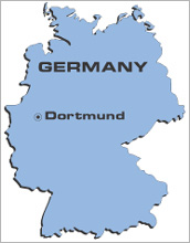 Map indicating Dortmund, Germany
