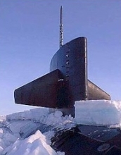 Submarine sail amid ice