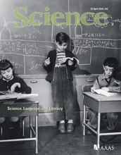 Cover of the April 23, 1010, issue of the journal Science.