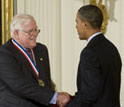 Photo of Rudolf Kalman receiving the National Medal of Science from President Barack Obama.