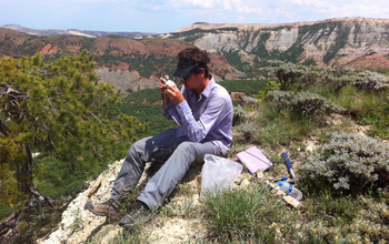 Scientists examine Eocene carbonate rocks in northern Turkey.
