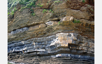 Photo of ancient sediments in Brittany, France.