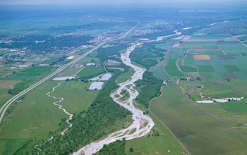 Aerial photo of Colorado's South Platte River.