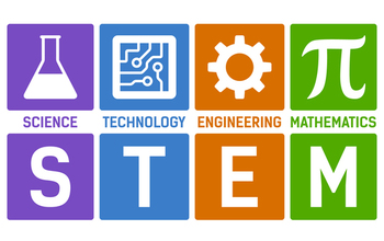 The acronym STEM with corresponding icons