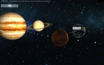 photo of an app showing planets