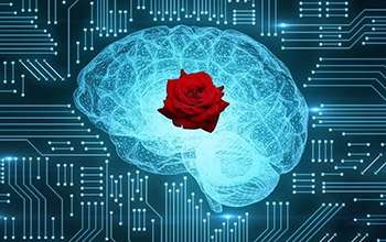 a brain with a rose