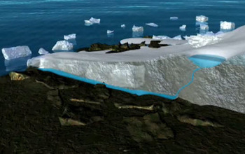 Illustration of melting polar ice and sea