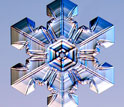 a stellar plate snow crystal with ridges pointing to corners between adjacent prism facets.