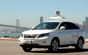 Sensor-equipped SUV near the Golden Gate bridge
