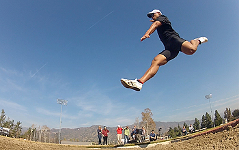 Bryan Clay in the air during long jump