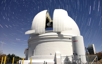 Startrails over the 48-inch Samuel Oschin Telescope at Palomar Observatory