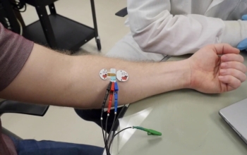 man's arm with sensor attached
