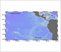 Map showing research sites in the north and south Pacific Ocean where symbioses were found.