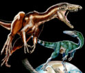Reconstruction depicting the evolutionary relationships between Tawa and two other dinosaurs.