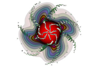 computer generated spyral model of geodynamo used for benchmark codes