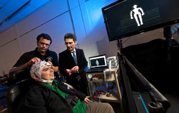 University of Maryland's Brain Cap headset being adjusted for testing.