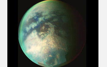 a composite visible/infrared view of Titan.