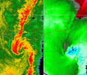 Radar image showing storm ciruclation associated with 15 or more tornadoes in the southeastern U.S.