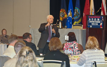 Photo of Ted Daywalt, President of VetJobs, giving a Keynote Address.