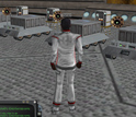 Computer screen capture showing virtual robots that deliver mail to lunar colonists.