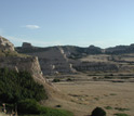Photo of 31-15 million year old volcanic deposits lining Scotts Bluff National Monument, Nebraska.