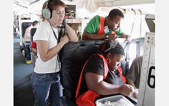 Graduate students study African storms onboard a DC-8 airplane to understand links to U.S. storms.