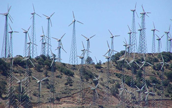 a wind farm in the Tehachapi mountains