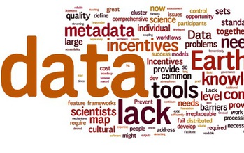 Illustration showing a word cloud of the most common Earthcube concepts