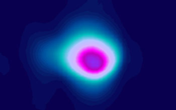 a coherent, laser-like, X-ray beam as it impacts a surface.