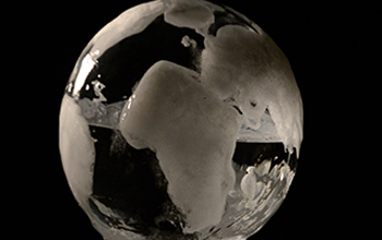 a globe made of ice