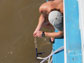 Nick Ward collects samples of Amazon River water