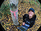 measuring the water content of a birch tree