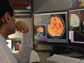 a researcher reviews functional MRI scans