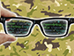 code displayed on the lens of eyeglasses