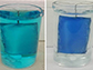 mat (left) is immersed in water with methylene blue as a contaminant then absorbed (right)